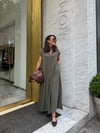 Kadın Polo Yaka Cepli Salaş Maxi Elbise - Haki̇