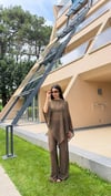 Kadın Simli Transparan Pareo Takım - Kahverengi