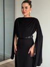 Kadın Sırt Dekolteli Pelerin Kol Bluz - Siyah