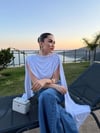 Kadın Sırt Dekolteli Pelerin Kol Bluz - Beyaz