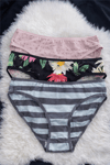 Kadın Soft Dokulu Desenli Bikini Külot 3’lü Set NSA-58057 - Çok Renkli
