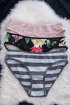 Kadın Soft Dokulu Desenli Bikini Külot 3’lü Set NSA-58057 - Çok Renkli