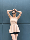 Kadın Straplez Peplum Kesim Şık Bluz - Krem
