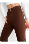 Kadın Yüksek Bel Mom Jean Pantolon Zyn-58397 - KAHVERENGİ