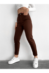 Kadın Yüksek Bel Mom Jean Pantolon Zyn-58397 - KAHVERENGİ