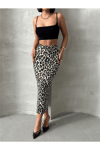 Kadın Zebra Desenli Likrali Elastan Midi Etek Zyn-58770 - LEOPAR