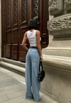 Yüksek Bel Geniş Paça Kot Pantolon - MAVİ
