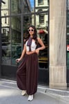 Yüksek Bel Geniş Paça Pantolon - HYN-00000878-002 - kahverengi