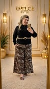 ½100 PAMUKLU VİSKON LEOPAR DESENLİ PANTOLON