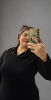 SİYAH OMUZ TÜL NAKIŞLI BLUZ