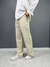 Bej keten baggy pantolon 5006