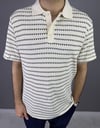 BEYAZ ÖRGÜ ŞERİTLİ POLO YAKA 7007