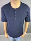 LACİVERT HENLEY YAKA DÜĞMELİ T-SHİRT 7023