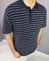 LACİVERT ÖRGÜ ŞERİTLİ POLO YAKA 7006