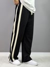 Şeritli siyah baggy eşofman 6001