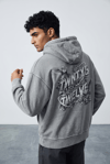 YIKAMALI 2FT BASKILI KAPŞONLU SWEATSHİRT 7050