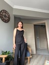 Askılı Bluz Palazzo Pantolon Siyah Takım-S