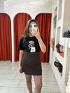 Ayıcık Baskılı Tişört Siyah