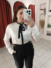 BAĞLAMALI SATEN BEYAZ GÖMLEK