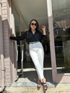 Havuç Kesim Beyaz Kumaş Pantolon-L
