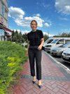 Havuç Kesim Siyah Kumaş Pantolon-L