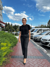 Havuç Kesim Siyah Kumaş Pantolon-L