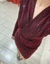 Kadın Taşlı Bordo Elbise