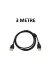 3 Metre USB 2.0 Uzatma Kablosu Erkek Dişi - Ferrit Filtreli Siyah