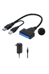 USB 3.0 to SATA Dönüştürücü Kablo - 2.5 İnç SSD/HDD Adaptörü - Çift USB Girişli Hızlı Veri Aktarımı