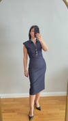 Arka Yırtmaçlı Likralı Midi Denim Elbise