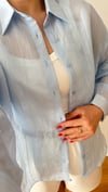 İnce Çizgili Oversize Uzun Kollu Kadın Gömlek