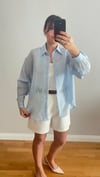 İnce Çizgili Oversize Uzun Kollu Kadın Gömlek