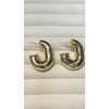 Hacimli C Form Altın Renk Çelik Küpe