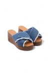 Kadın Dolgu Topuklu Denim Kot Terlik