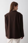 Kadın Acı Kahve Düğme Detaylı Oversize Blazer Ceket