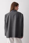 Kadın Antrasit Düğme Detaylı Oversize Blazer Ceket