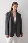 Kadın Antrasit Düğme Detaylı Oversize Blazer Ceket