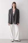 Kadın Antrasit Düğme Detaylı Oversize Blazer Ceket