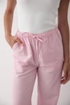 Kadın Beli Lastikli Bol Paça Palazzo Keten Pantolon PEMBE