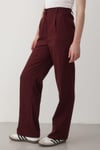 Kadın Beli Lastikli Bol Paça Palazzo Pantolon BORDO