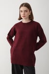 Kadın Bordo Bisiklet Yaka Oversize Triko Kazak