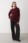 Kadın Bordo Bisiklet Yaka Oversize Triko Kazak
