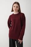 Kadın Bordo Bisiklet Yaka Oversize Triko Kazak