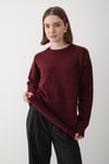 Kadın Bordo Bisiklet Yaka Oversize Triko Kazak