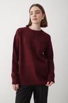 Kadın Bordo Bisiklet Yaka Oversize Triko Kazak