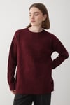 Kadın Bordo Bisiklet Yaka Oversize Triko Kazak