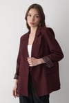 Kadın Bordo Çizgili Içi Astarlı Kol Detaylı Blazer Ceket