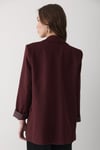 Kadın Bordo Çizgili Içi Astarlı Kol Detaylı Blazer Ceket