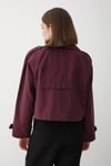 Kadın Bordo Kruvaze Yaka Cepli Trençkot
