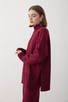 Kadın Bordo Oversize Balıkçı Yaka Triko Kazak & Beli Lastikli Pantolon Alt&Üst Takım